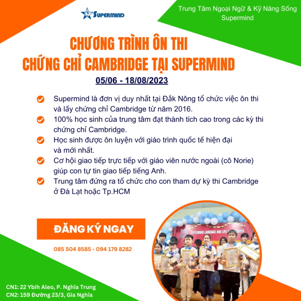 Ôn thi chứng chỉ tiếng Anh Cambridge tại Supermind