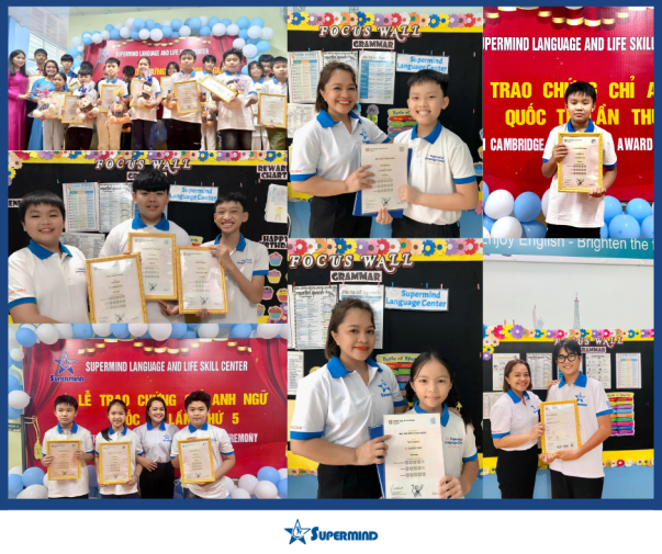Trao chứng chỉ tiếng Anh Cambridge 2022 cho học sinh của Supermind